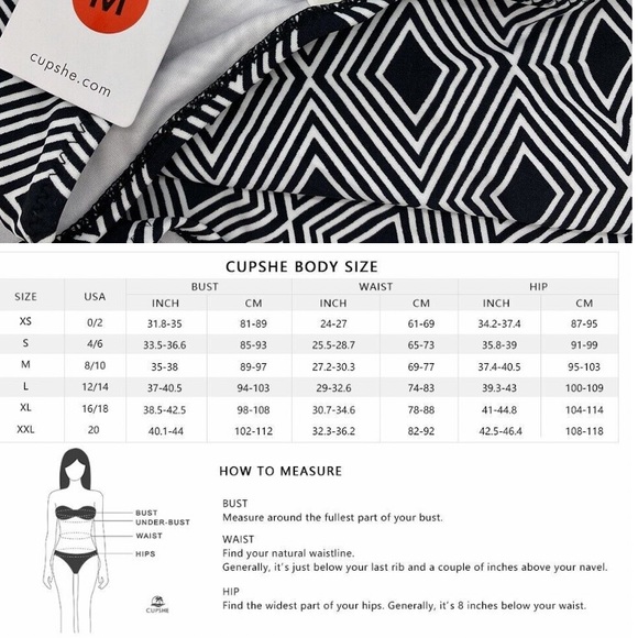 Cupshe Black and White High Waisted Swim Bikini Bottoms - Picture 6 of 6